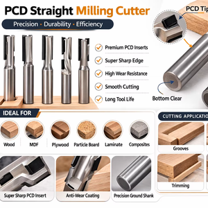 Outils et pièces de machines CNC pour la menuiserie et le travail du bois, fraise à dents diamantées, revêtement AlTiN OEM, qualité 65HRC, routeur PCD DH - Product Image 1