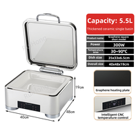 Chauffe-Plat Intelligent Pandora en Acier Inoxydable 304 Argenté avec Panneau Tactile et Contrôle Numérique Intelligent, Capacité 5,5L, Certifié CE, Puissance 100W-300W