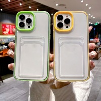 Casing HP TPU Lembut 3 in 1 dengan Slot Kartu, Anti Benturan, Transparan, Pelindung untuk iPhone 17 16 15 14 13 12 11 Pro Max