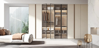 Ensembles de meubles de chambre personnalisés avec armoire et coiffeuse, design moderne, armoire de chambre avec portes vitrées, dressing