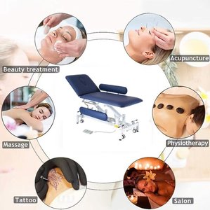 Table d'examen et de traitement électrique pour physiothérapie et massage, avec roulettes rétractables faciles, dossier réglable en hauteur et barrières latérales - Product Image 5