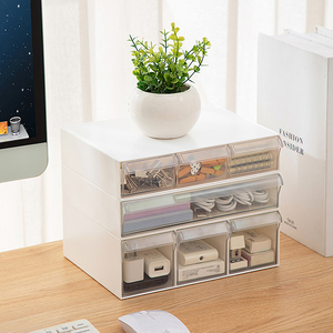 Clear Storage Drawers Plastic Desktop Monitor Drawer Storage Box Computer Desktop Organizer Makeup Stackable Storage Drawers