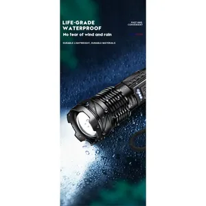 Torcia LED Potente per Pattugliamento e Campeggio, <span class=keywords><strong>a</strong></span> Pressione Manuale, 2600mAh, Portata 200-500m - Product Image 3