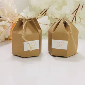 创意牛皮纸糖果礼品盒灯笼六角形结婚礼物蛋糕礼品包装盒纸蛋糕盒