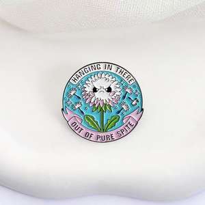 Broche de Aleación de Zinc Esmaltado con Diseño de Diente de León Enojado, Frase de Humor Caprichoso, Año Nuevo Chino, Venta al por Mayor - Product Image 4