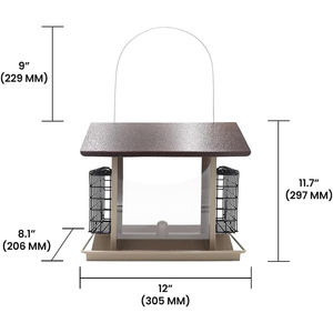 JH-Mech Custom <strong>Bird</strong> <strong>Feeders</strong> No Mess Large Seed Storage Capacity Dual <strong>Suet</strong> Cake Wire Holders Waterproof Roof <strong>Bird</strong> Food <strong>Feeder</strong> - Product Image 2
