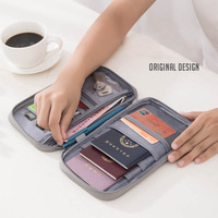 Organisateur de documents de voyage en gros, porte-passeport multifonctionnel, pochette de rangement pour cartes et billets de voyage familial avec sangle de transport