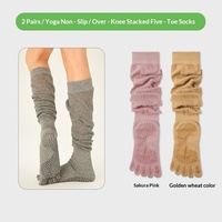 Chaussettes yoga femme cinq doigts au-dessus du genou, silicone antidérapant longues sportives jusqu'à la cuisse