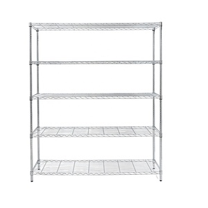 رف تخزين متعدد الأغراض بتصميم مفتوح صحي ورفوف قابلة للتعديل، 5 طبقات من الأسلاك الفولاذية المطلية بالكروم - Product Image 4