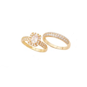 Bague de Fiançailles Tendance pour <span class=keywords><strong>Couple</strong></span>, Zircon Plaqué Or 18 carats, Bague de <span class=keywords><strong>Couple</strong></span> en Laiton Cuivre, Alliances de <span class=keywords><strong>Mariage</strong></span> - Product Image 1