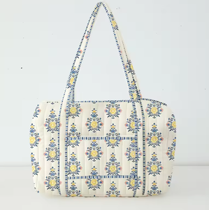 Sac fourre-tout matelassé tendance pour femme, sac à bandoulière personnalisé en tissu, sac de voyage à motif floral, sac de shopping - Product Image 1