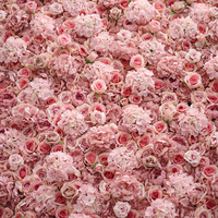 Paneles de Pared de Flores Artificiales con Efectos 3D Personalizados, Panel de Rosas Rosadas para Decoración de Tiendas