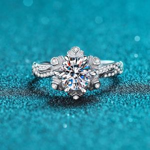 Anillo de diamante de moissanita de Plata de Ley 925 para mujer, anillo de boda de compromiso de copo de nieve, joyería - Product Image 3
