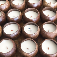 Natuurlijke Handgemaakte Kokoskommen Schelp Kaarsen Kokosnoot Geurkaarsen Decor Hout Lont