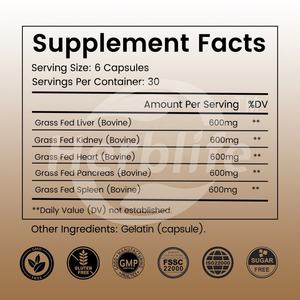 Suplementos de Órganos de Res de Venta Caliente OEM ODM, Cápsulas de Órganos de Res Alimentados con Pasto - Product Image 3