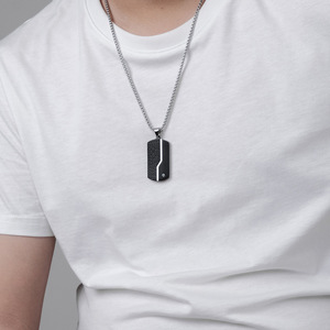 Men's Fashion Stainless Steel Black Pendant Wholesale Vintage Cracked <b>Titanium</b> Steel Necklace Made in China - Product Image 5