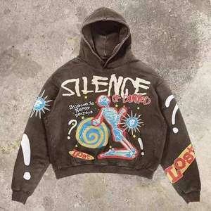 เสื้อฮู้ดมีซิปรูด370GSM สำหรับผู้ชายผ้าฝ้ายถักแบบปกติพิมพ์ลายพัฟใส่สบายสำหรับฤดูใบไม้ร่วง - Product Image 2