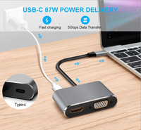 Hub USB 3.1 Type-C 4-en-1, station d'accueil, adaptateur, convertisseur, compatible McBook, avec port HDMI 4K, USB 3.0, PD 60Hz, ordinateur, projecteur