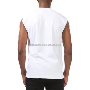 Camiseta sin mangas de algodón para hombre, prenda de vestir, personalizada, color blanco, para gimnasio, correr