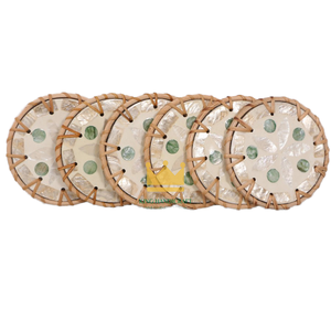 Ensemble de caboteur anti-brûlure moderne rond isolé écologique en rotin de couleur Offre Spéciale pour tasse de thé théière - Product Image 1