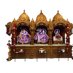 Templo de madera Dwarkadhish de primera calidad para decoración del hogar, mandir hindú tradicional para Pooja en madera de teca maciza, mandir grande de gran tamaño con tallados elaborados. - Product Image 4