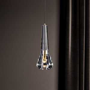 โคมไฟระย้าคริสตัลทรงสี่เหลี่ยมผืนผ้าทองแดงแท้ สไตล์หรูหราเบาๆ ดีไซน์ใหม่แบบโพสต์โมเดิร์น สร้างสรรค์และมีเอกลักษณ์ เหมาะสำหรับห้องนอน ข้างเตียง บาร์ คาเฟ่ - Product Image 3