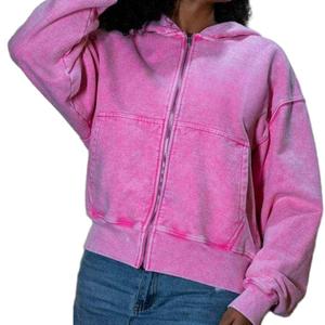 High Quality Embroidery Patch Streetwear Acid Wash Oversized <strong>Hoodie</strong> Custom <strong>Zip</strong> <strong>up</strong> 100% Cotton French Terry Vintage Mens <strong>Hoodies</strong> - Product Image 3