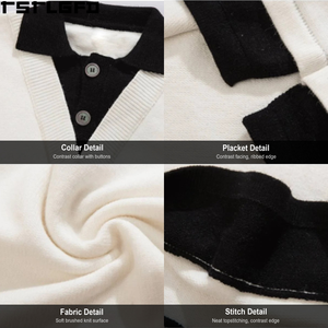Fabricante de Suéteres Polo Personalizados con Capas Simuladas, OEM ODM, Cuello en V, Dos Tonos, Tejido de Punto, Pullover, Marca Privada, Venta al por Mayor, Fábrica a Granel - Product Image 3