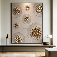 Peinture 3D artisanale avec feuille d'or, style luxe haut de gamme, pour fond de canapé de salon/salle à manger