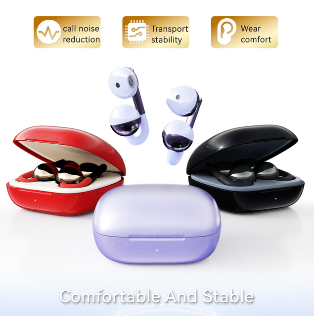 Clip-on Wireless Earbuds for 6.0 IPX4 Waterproof HIFI Surround Sound LED Battery Indicator Touch Control 5-6 Hours