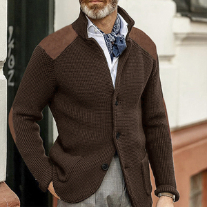 Nuovo Cardigan con risvolto sottile cappotto lavorato a maglia a maniche lunghe maglione Cardigan Casual taglie forti da <span class=keywords><strong>uomo</strong></span> - Product Image 5