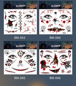 Nuevas pegatinas de tatuajes de Halloween transfronterizas, maquillaje facial aterrador y sangriento, película de agua, impresión por transferencia de agua - Product Image 6