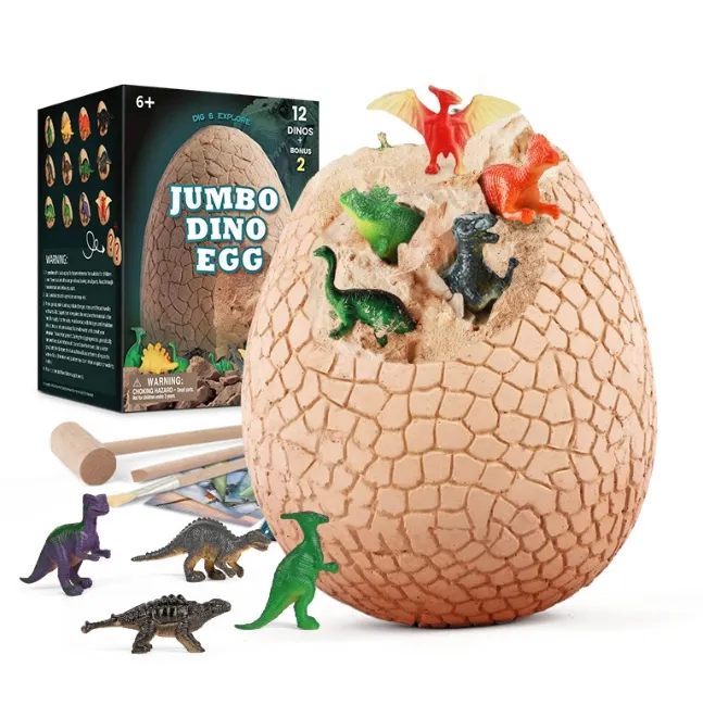 2024 DIY educacional Sgiant Jumbo escavação ovo de dinossauro com 14 brinquedos de dinossauros diferentes para crianças