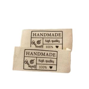 Étiquettes tissées en coton personnalisées en gros, faible MOQ 100 pièces, étiquettes pour vêtements - Product Image 1