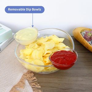 Juego de Tazones para Servir Ensaladas y Frutas Chip and Dip, Tazón Principal de 3L, Tazones para Salsas de 180ml - Product Image 4