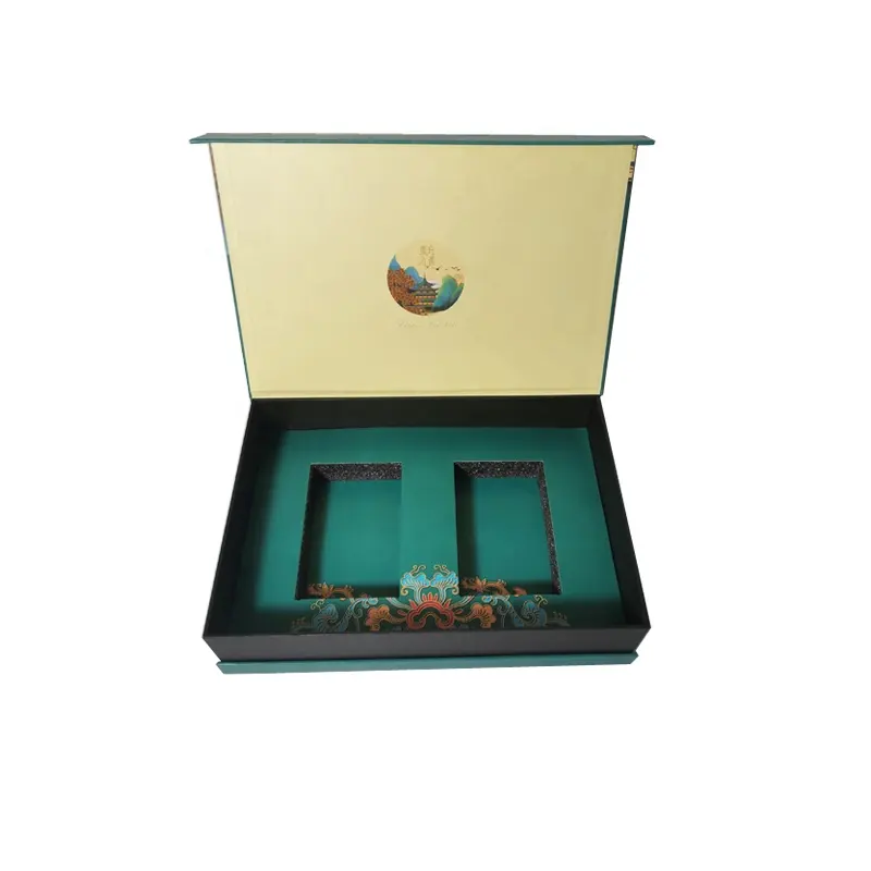 Personalizado a granel organizador armazenamento fecho magnético caixa verde lata chá conjunto saco embalagem papelão luxo presente flor caixa de chá