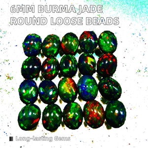 ลูกปัดอัญมณีสีเขียวโอปอลธรรมชาติขนาด6มม. พร้อมเอฟเฟกต์ไฟสีฟ้าได้รับการรับรองจากบุคคลที่สาม - Product Image 2