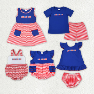 Conjunto de Ropa para Hermanos con Bordado de Banderas del 4 de Julio para Bebés Niños y Niñas - Product Image 1