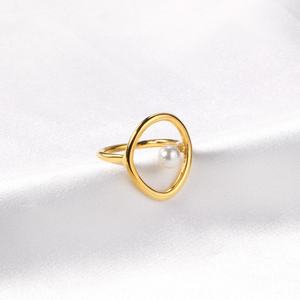 <b>Pearl</b> with a Sense of Design Stainless Steel 18K Gold Plated <b>Rings</b> Jewelry for Men Women - Product Image 3