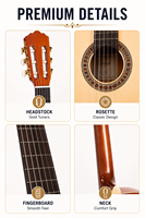 Guitare classique à corps fin de 39 pouces avec table en épicéa, fabricant OEM ODM de guitares