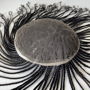 Base de encaje completo, peluca India para <span class=keywords><strong>hombre</strong></span>, prótesis de cabello masculino, <span class=keywords><strong>trenzas</strong></span> <span class=keywords><strong>africanas</strong></span> de ganchillo, tupé para <span class=keywords><strong>hombre</strong></span>, <span class=keywords><strong>pelo</strong></span> <span class=keywords><strong>largo</strong></span> de 12 pulgadas - Product Image 5