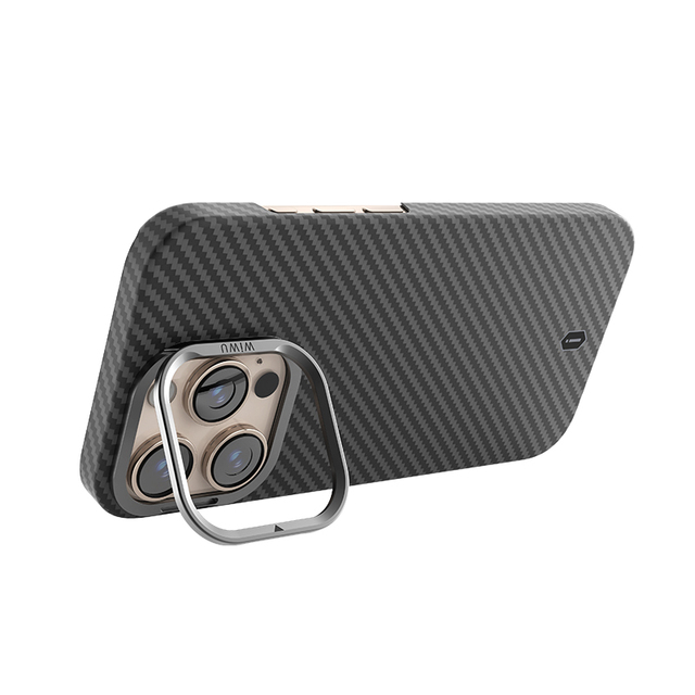 WiWU Aramid Air Blk Camera Ring with Bracket Function Mobile Phone Cases for IP16 Pro & IP16 Pro Max