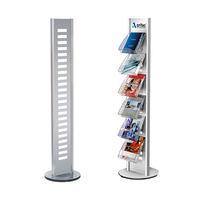 Présentoir rotatif OEM à 6 niveaux en métal pour brochures, support de documentation, porte-catalogues avec pochettes en acrylique transparent