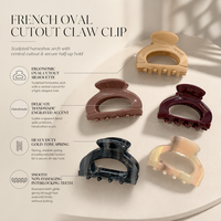 Pince à cheveux élégante en acétate, style rétro, demi-ronde, effet dégradé, faite à la main, accessoire capillaire pour usage quotidien et soirées.