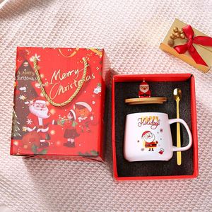 Cartoon Santa Claus Design Christmas Ceramic <b>Coffee</b> Mug Lid <b>Spoon</b> Christmas Hand Cup Mug Gift Box Factory Direct Sale Customize - Product Image 3