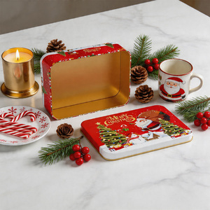 Boîte en métal rectangulaire de Noël en stock |   Boîte à bonbons et biscuits en métal épaissi |   Boîte Cadeau de Noël en Gros - Product Image 1