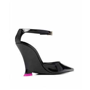 Tacchi alti a punta in pelle zeppa in pelle verniciata nera sexy temperamento scarpe da festa <span class=keywords><strong>donna</strong></span> tacchi <span class=keywords><strong>donna</strong></span> zeppa - Product Image 4