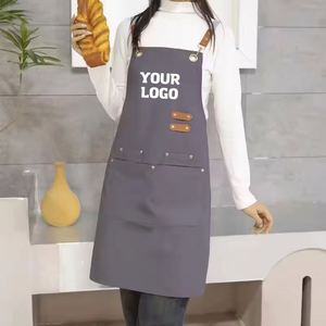 Delantales de Cocina al por Mayor, Delantales Negros Lisos para Camareros con Logotipo Personalizado, Delantales Impermeables - Product Image 1