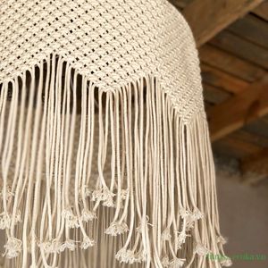 Abat-jour en macramé tissé à la main de haute qualité, lustre bohème, éclairage suspendu à prix avantageux - Product Image 4