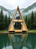 Maisonnette solaire triangulaire préfabriquée Skyacross Container Factory avec mobilier, cabane mobile hors réseau